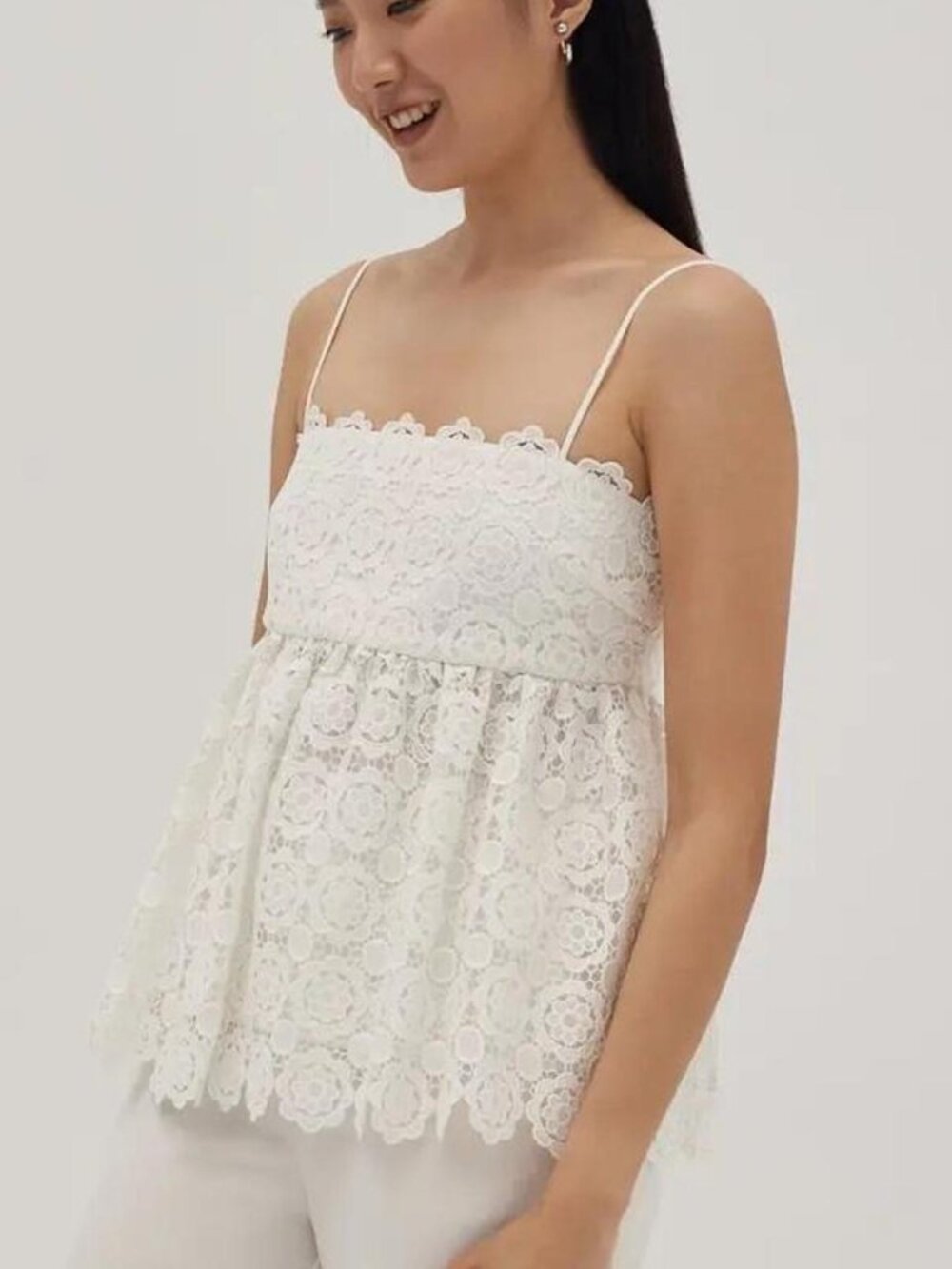 Jaclyn Lace Scallop Peplum Camisole